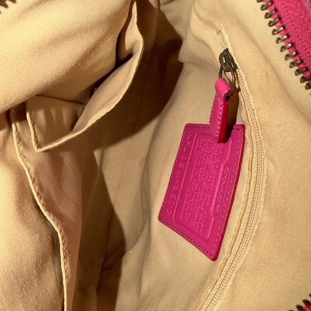 Coach Pink and Brown Signature Shoulder Bag